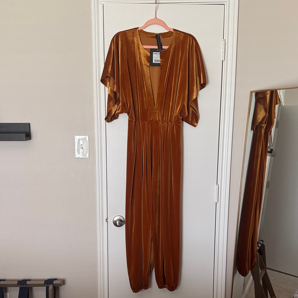 NWT Norma Kamali Rust/Orange Rectangle Jog Jumpsuit - Picture 8 of 12